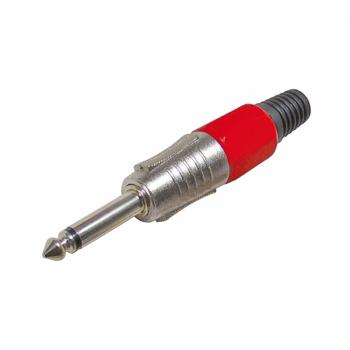 Klinkenstecker 6,3 mm Mono, Farbe rot, Lötanschluss.